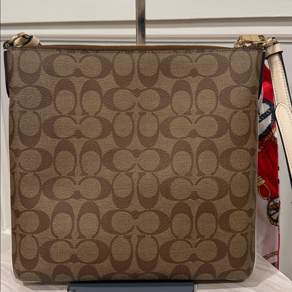 Coach Crossbody Brown Cream Rowan File Signature Bag - Picture 8 of 17